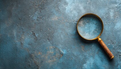 Antique magnifying glass on a textured surface