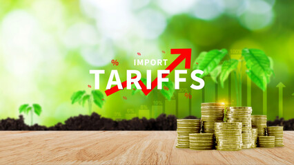 Import tariffs increase concept, Government import tax to boost economy, Industrial growth tax,...