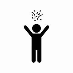 Simple black glyph icon of a person celebrating with confetti.