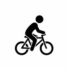 Obraz premium Simple black icon of a person riding a bicycle 1.