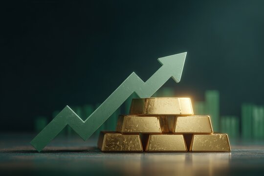 Gold bars and an upward trend