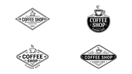 Obraz premium Coffee shop logo collection with vintage cafe emblem and retro design 