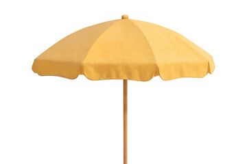 Open yellow beach umbrella providing shade, isolated on transparent background, perfect for summer and vacation projects