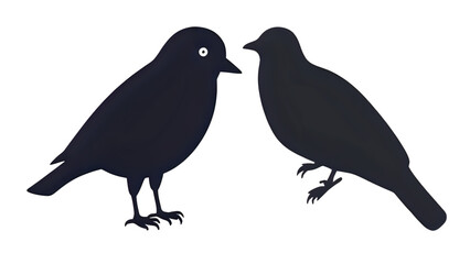 Isolated silhouette bird animal with cartoon vector illustration on transparent background