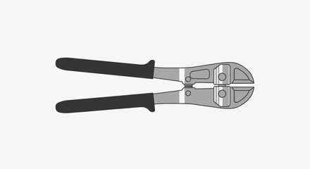 Obraz premium Vector Illustration of Bolt Cutters with Black Handles and Gray Blades