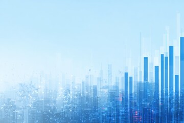 Abstract cityscape with overlaid financial data