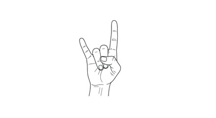 Hand gesture of rock and roll sign with index and pinky fingers extended
