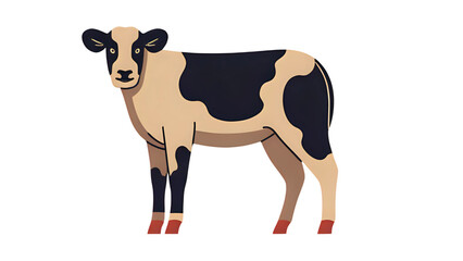 Isolated cow farm animal with cartoon vector illustration on transparent background