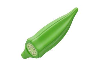 A Vibrant Green Okra Pod Captured in Stunning Detail A Fresh and Healthy Vegetable on a Transparent Background Perfect for Culinary and Nutritional Designs