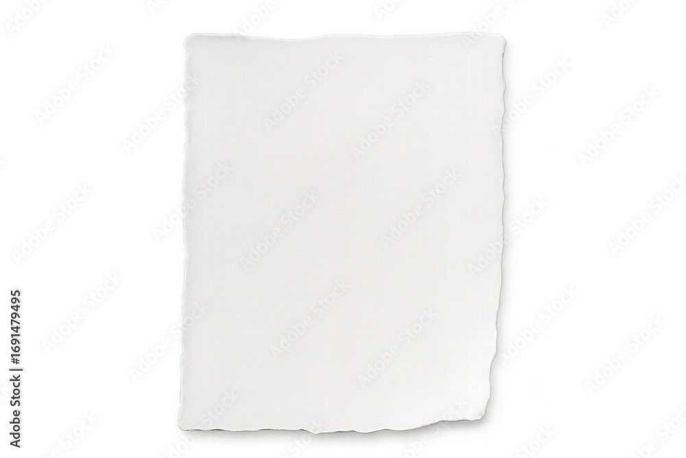Poster rectangular piece of torn white paper with a transparent background, ideal for adding a realistic to