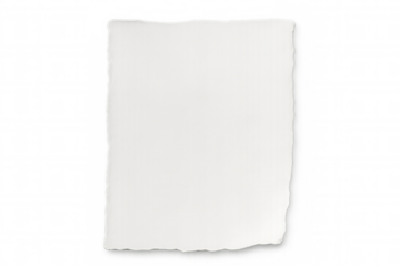 Rectangular piece of torn white paper with a transparent background, ideal for adding a realistic touch to designs