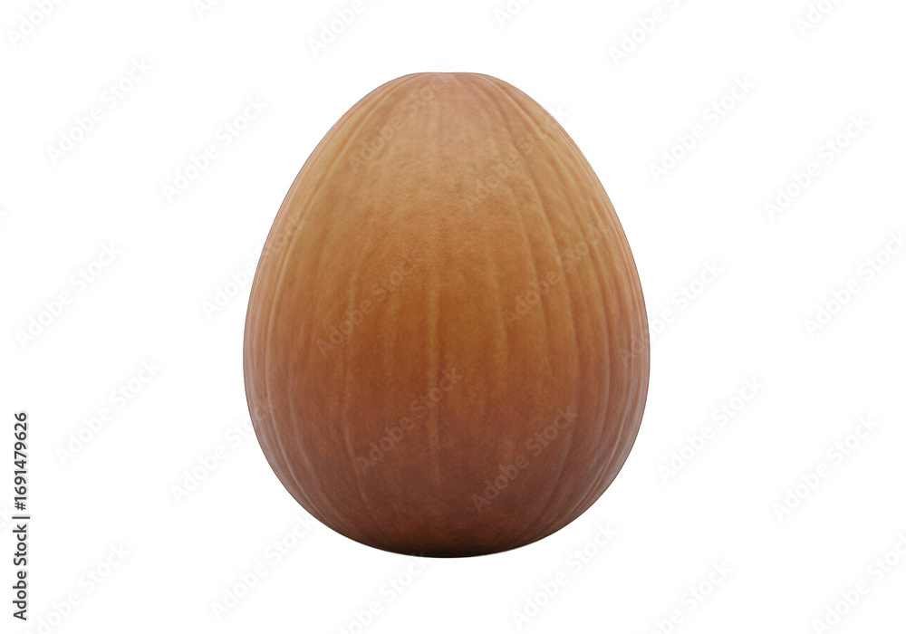 Poster a 3d render of a single coconut, displaying its rough, textured surface and natural brown color, set