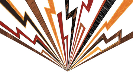 Abstract Radiating Lightning Bolt Design with Textured Lines