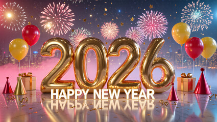 Happy New Year 2026 Banner and Greeting card