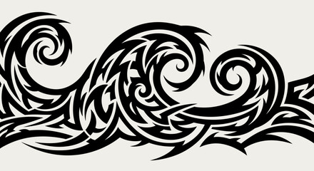 Intricate Tribal Wave Tattoo Design