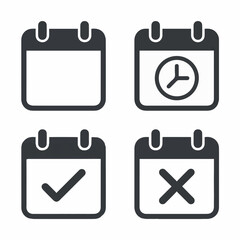 Calendar appointment schedule reminder event date time check mark cancel icon symbol vector graphic design