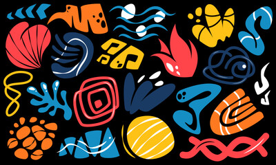 Various colorful organic and organic forms