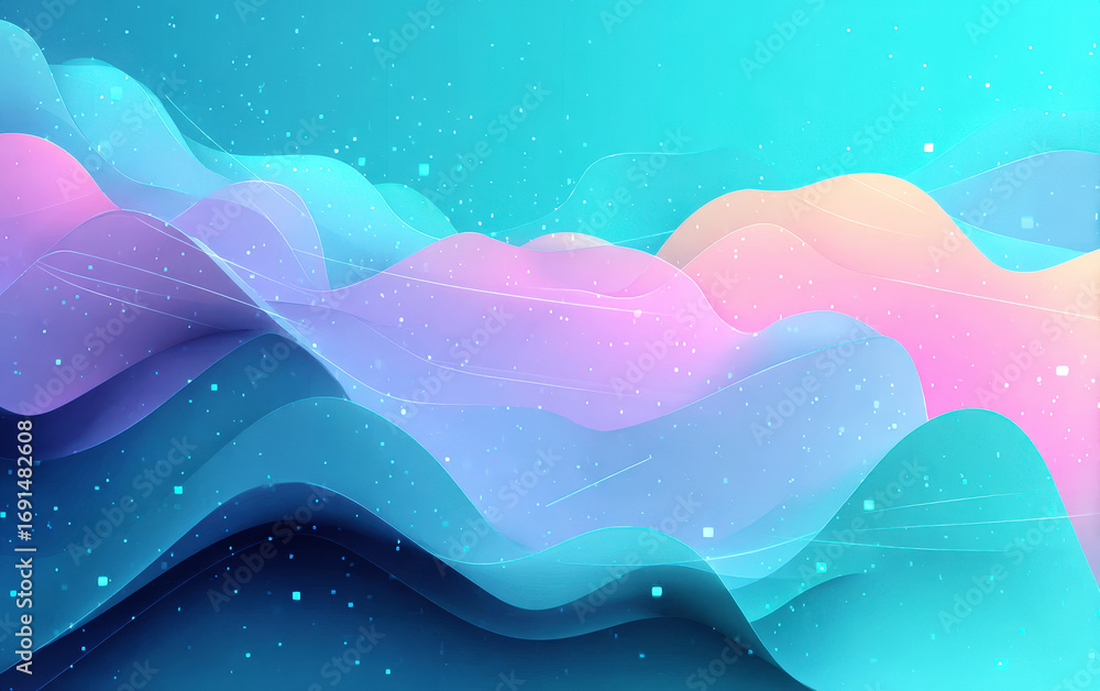 Aufkleber colorful abstract waves with soft gradient and sparkles