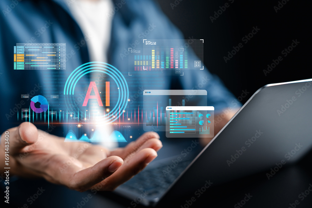 Poster ai smart automation data visualization, artificial intelligence, machine learning, predictive analyt