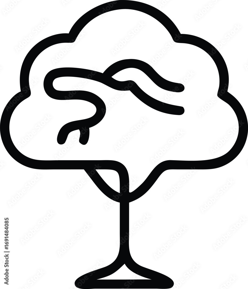 Poster abstract tree icon design element in outline illustration isolated