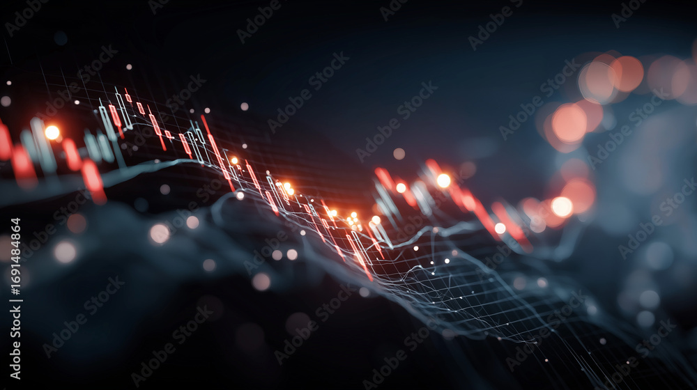 Poster financial data visualization: an abstract, close-up of financial data charts, a dynamic representati
