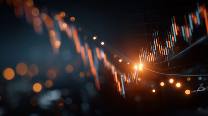 Financial Flow: A visually captivating shot of financial data streams ablaze with light, symbolizing economic trends, market fluctuations, and growth.
