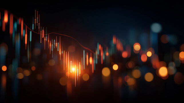 Financial Dynamics: Captivating, bokeh-infused depiction of financial trading, highlighting the ebbs and flows with a striking blend of data visualization and artistry.