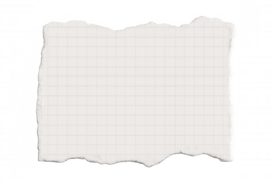 Piece of blank squared paper with torn edges, isolated on transparent background, ideal for adding notes and messages