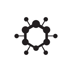 Abstract molecular structure with interconnected circles in a silhouette style. Atom icon vector illustration symbol