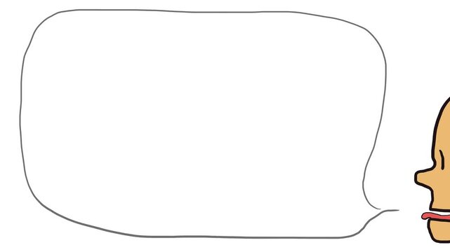 On the side of the image, the face of a doll or cartoon person is peeking out. The character is saying something, spitting saliva and moving his tongue. Next to it is a frame.