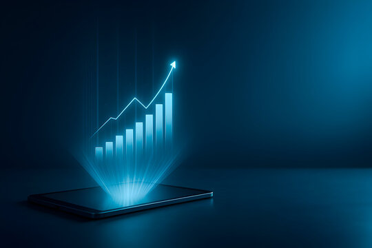Holographic Growth Chart Rising from Smartphone