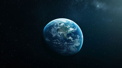 美しい青い地球と宇宙空間を描いた幻想的なデザイン