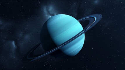 宇宙空間に浮かぶ美しい天王星のグラフィック素材