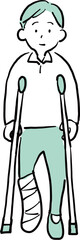 Man Using Crutches with a Broken Leg