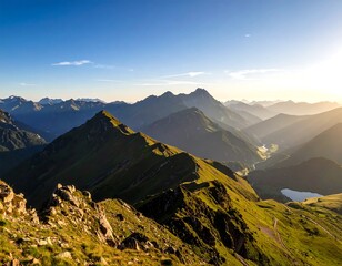 Mountain range vista at sunrise