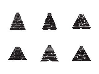 Fototapeta premium Stone Pathway Vector Set Different Designs and Perspectives Black and White Graphic Illustration for Landscape Design Elements