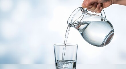 Pouring Water From Jug Into Glass