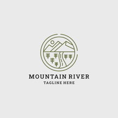 Mountain river logo icon design template vector illustration