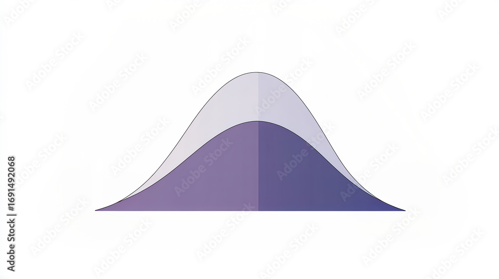 Poster a smooth, symmetrical graph depicting a bell curve, representing a normal distribution in statistica