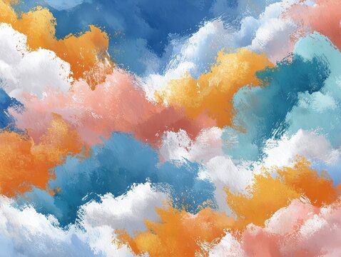 Abstract watercolor background in soft orange and pastel blue with brush strokes, evoking summer warmth. Perfect for design projects, digital art, social media, or invitations to radiate joy and posit
