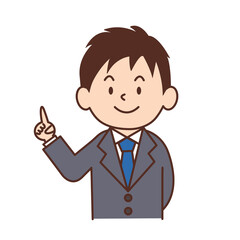 指差しポーズをするビジネスマン　スーツを着た男性のイラスト