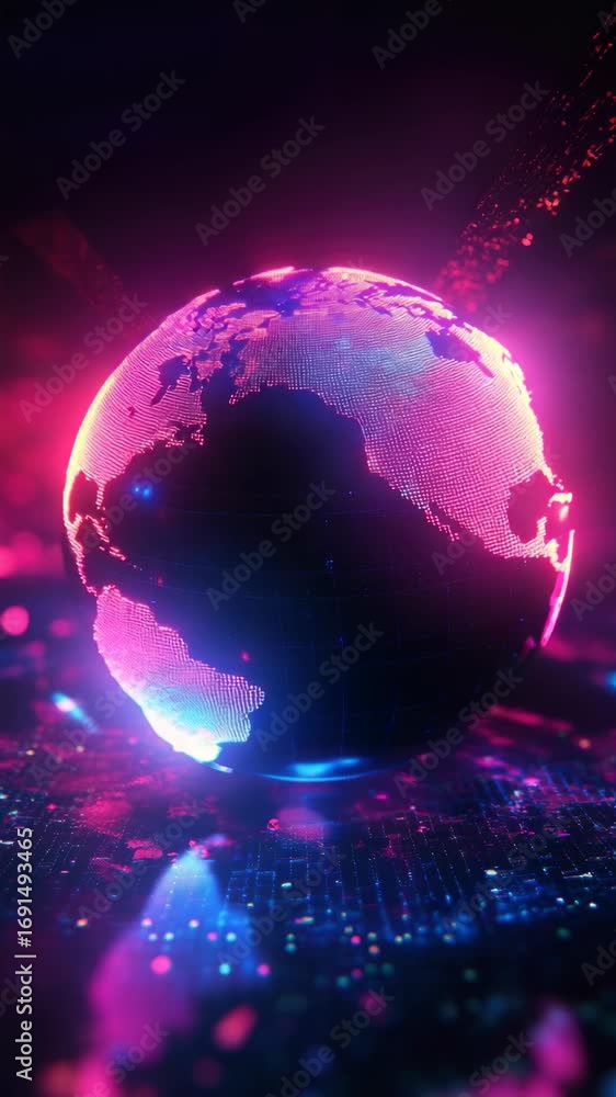Aufkleber a glowing globe with the word america on it. the globe is surrounded by a colorful background. the g