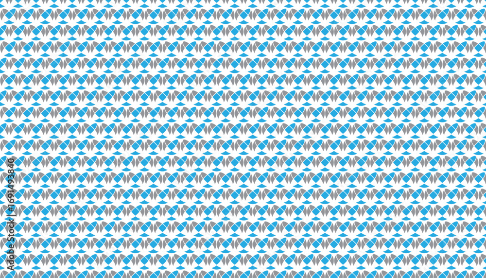 Poster repeating seamless pattern of blue and gray abstract shapes on white background vector