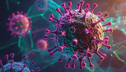 Virus illustration, vibrant colours