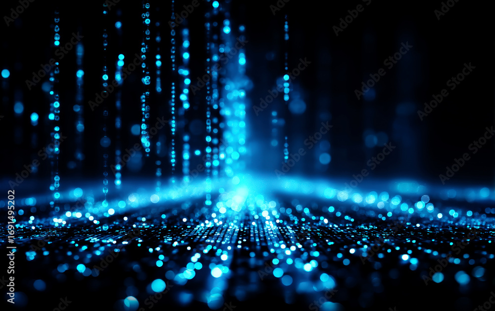 Aufkleber abstract digital particles and bright lights displaying high - tech concept