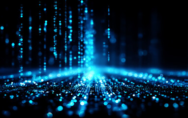 Abstract Digital Particles and Bright Lights Displaying High - Tech Concept