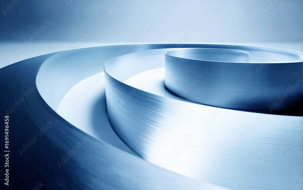Poster abstract curved shapes in a smooth blue gradient design