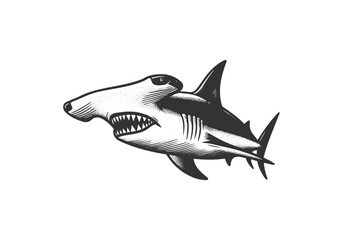 Hammerhead Shark Hand Drawn Engraved Sketch Vector Illustration by AZ for Books, Arts, Design and Decoration Graphic Asset