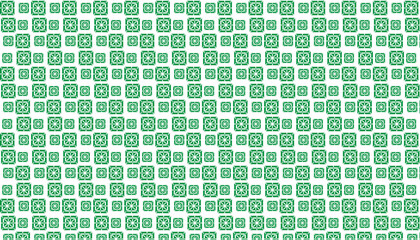Repeating pattern of green geometric floral ornaments on a white background Keywords: green, pattern, geometric