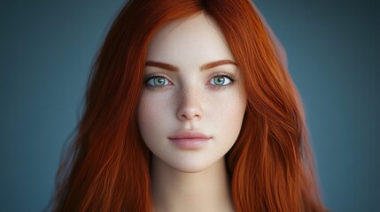 Closeup portrait of woman with red hair